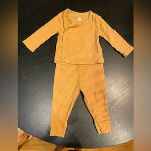 Cloud island golden yellow side snap kimono body suit and pants 3-6 months